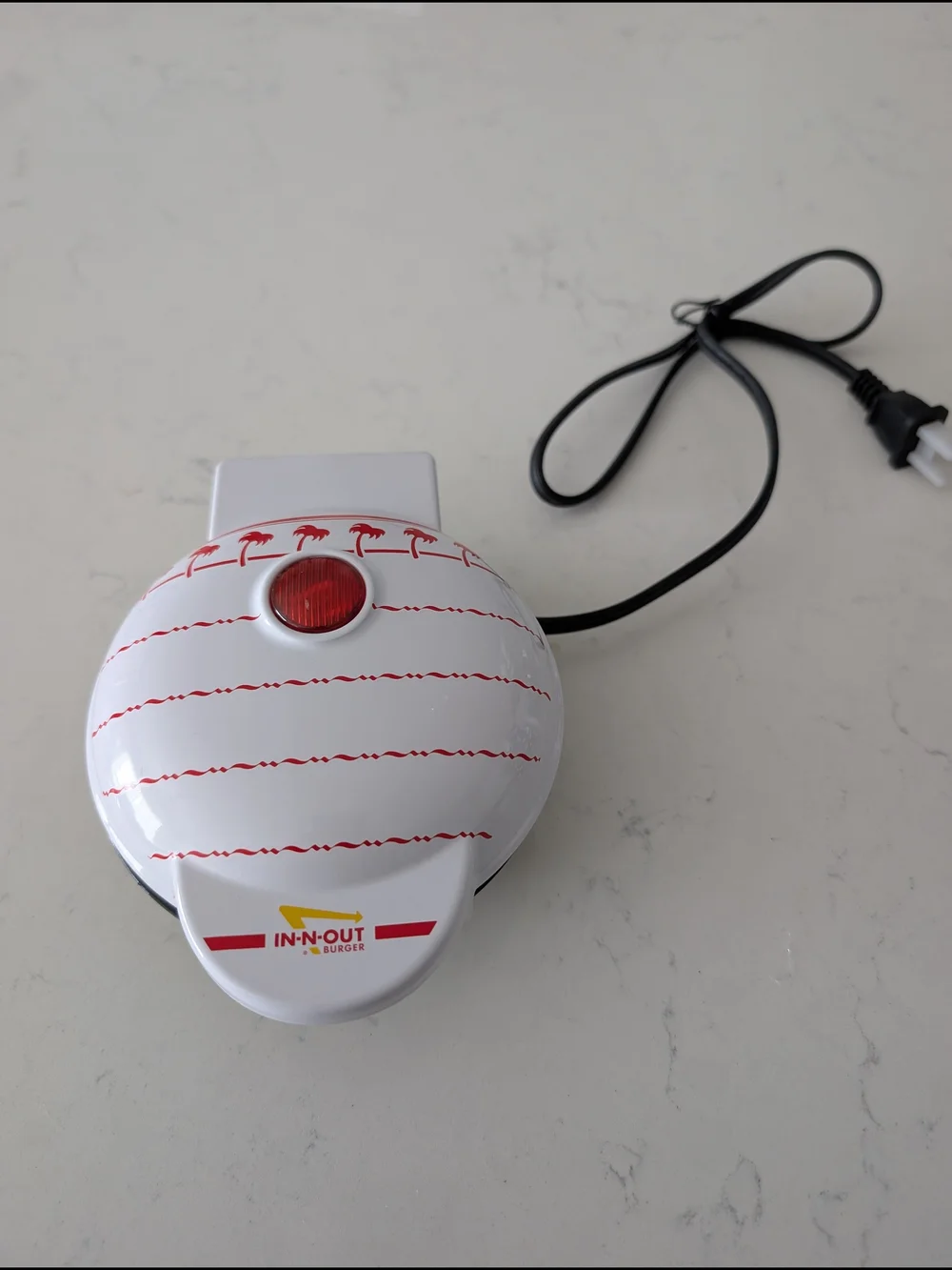 White & Red Mini Waffle Maker